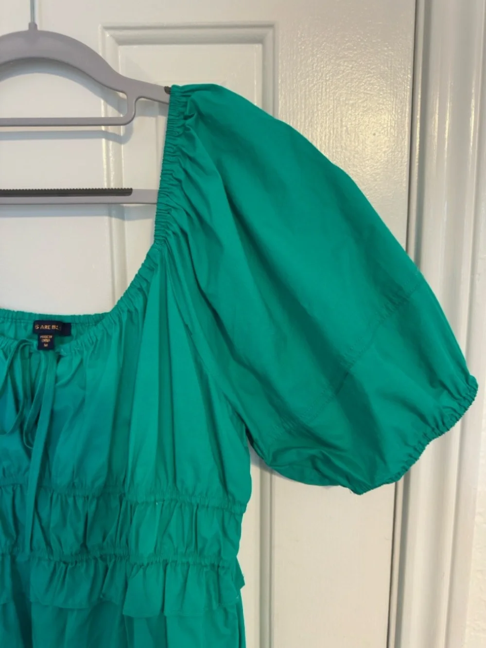 Skies Are Blue Teal Tiered Elastic Waist Dress - Picture 3 of 5